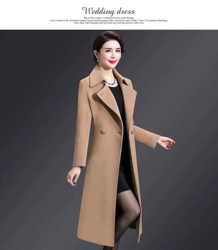Плюс размер 5XL повседневное женское Шерстяное Пальто осенне-зимнее однобортное с широкой талией отложной воротник талия женские шерстяные смеси