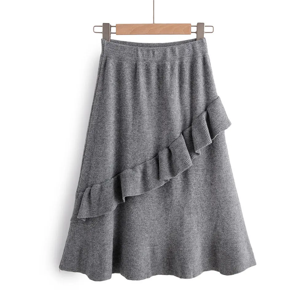 

Europe And America WOMEN'S Dress New Products Irregular Frilled Knitted Skirt A9bsf149