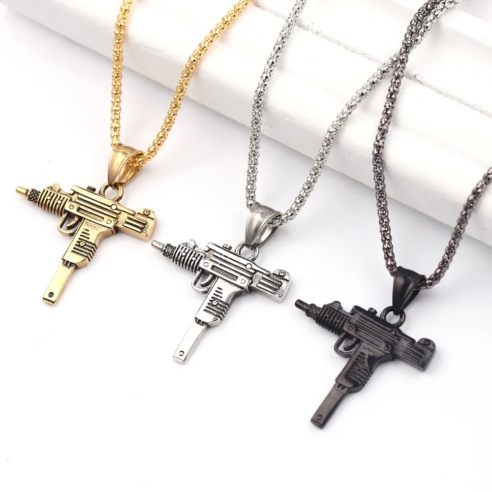 

Europe And America Fashion New Products Uzi Pistol Modeling Pendant Popular Glorious Pistol Necklace