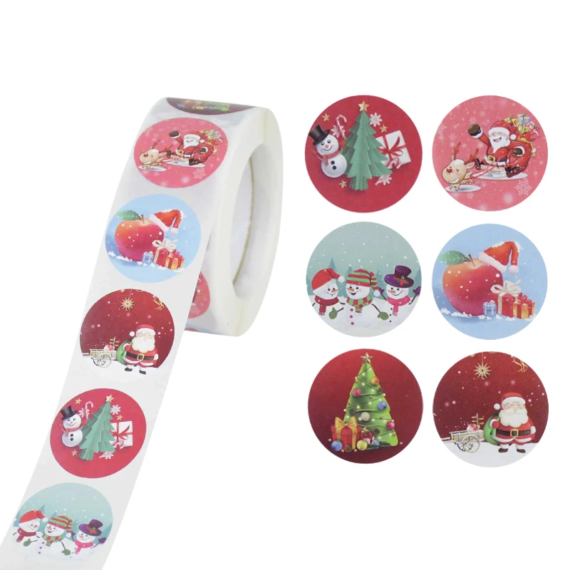 500pcs Round 20 Designs Merry Christmas Thank You Stickers Seal Labels for Envelope Cards Gift Package Scrapbooking Decor decorative stickers diy scrapbooking accessories thank you stickers