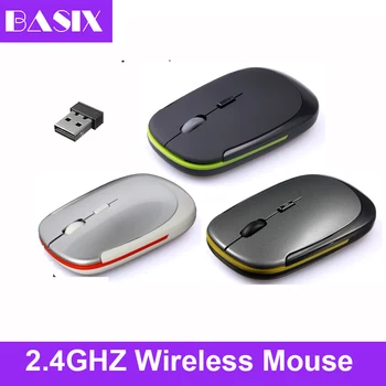 

Basix 2.4GHz Wireless Mouse Ultra Slim Mini USB Receiver Changeable 1600DPI Optical Gaming Mouse for PC Laptop Computer Mouse
