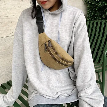 

Casual Canvas Waist Bag Unisex Functional Waist Bag Mobile Phone Bag Men and Women Convenient Belt Banana Bag Fanny Pack Pillow