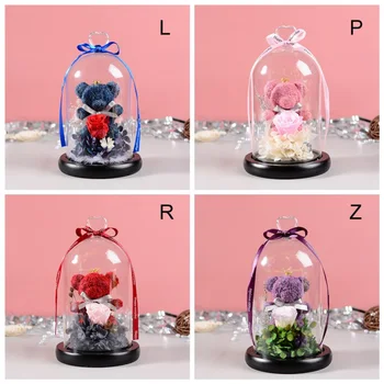 

Rose Bear Molding LED Light In A Flask Immortal Rose Eternal Preserved Fresh Valentine's Day Mother's Day Christmas Gifts 2020