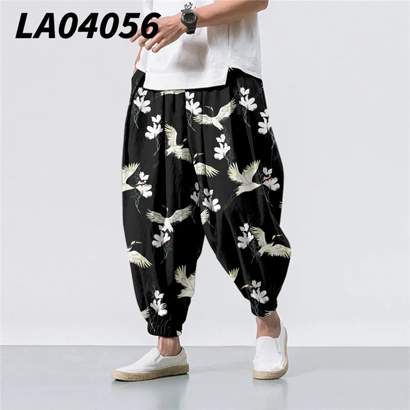 특대 6XL 화이트 블랙 썬 문 스플 라이스 프린트 캐주얼 비치 하렘 바지 남성 힙합 9 포인트 바지 조깅 스선 팬츠