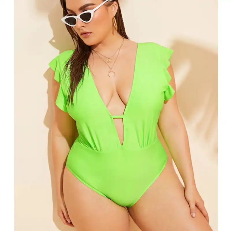 neon green plus size swimwear