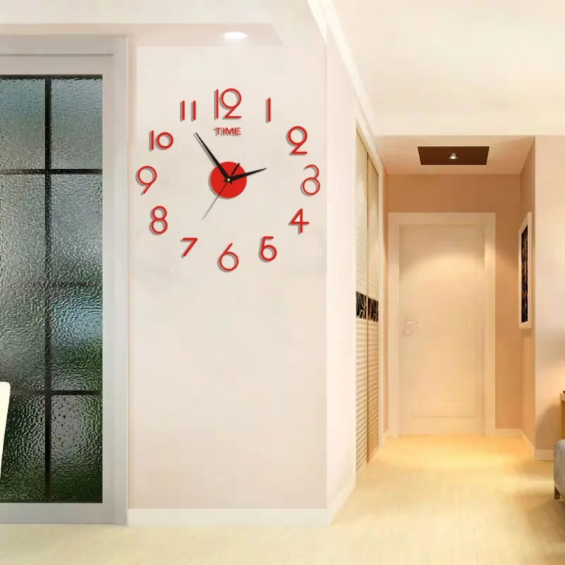 Modern  3D DIY Number Mirror Surface Wall Clock Sticker  Home  Office Room DIY Decor/ Modern,Decal,Wall Clock