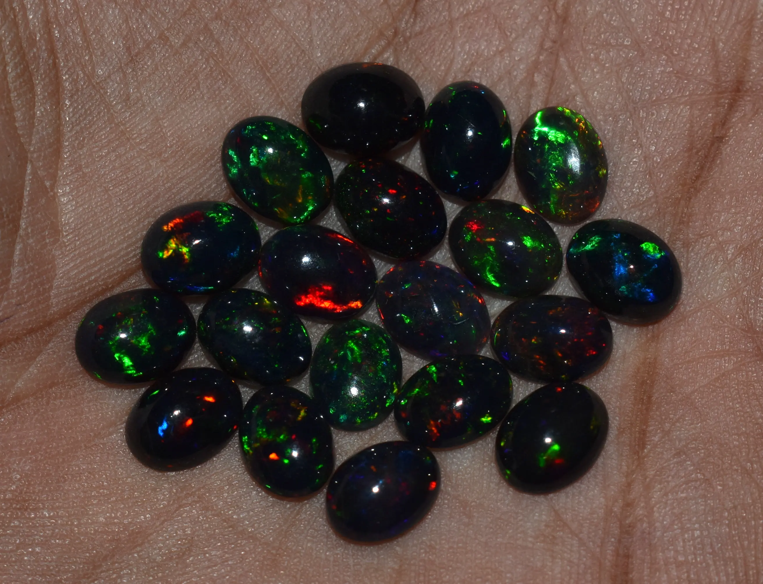 0.65 Ct Natural Ethiopia Black 5x7 Opal Oval Cabochon Loose Gemstone 3 Pieces Per Package loose gemstones