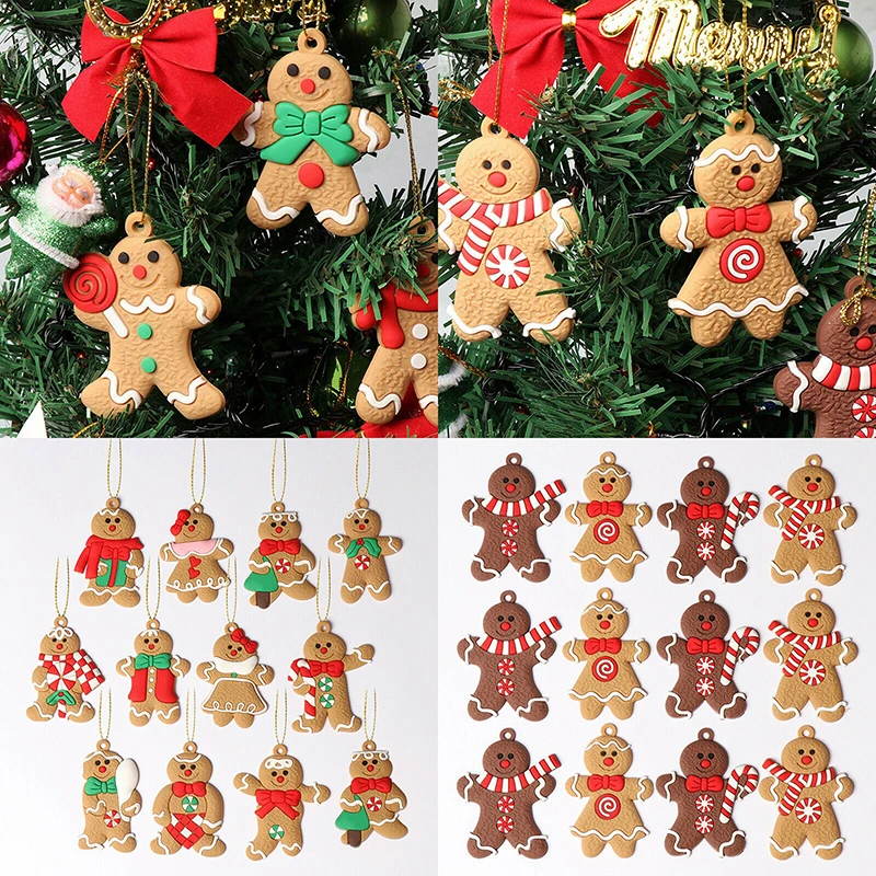 Christmas Gingerbread Ornaments 16 Pieces Xmas Gingerbread Man for Christmas Tree Christmas Decorations Gingerbread Decorative Resin Gingerbread Decor 