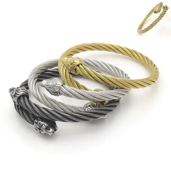 

Lion Head Open Circle Wire Bangle For Women Stainless Steel Jewelry