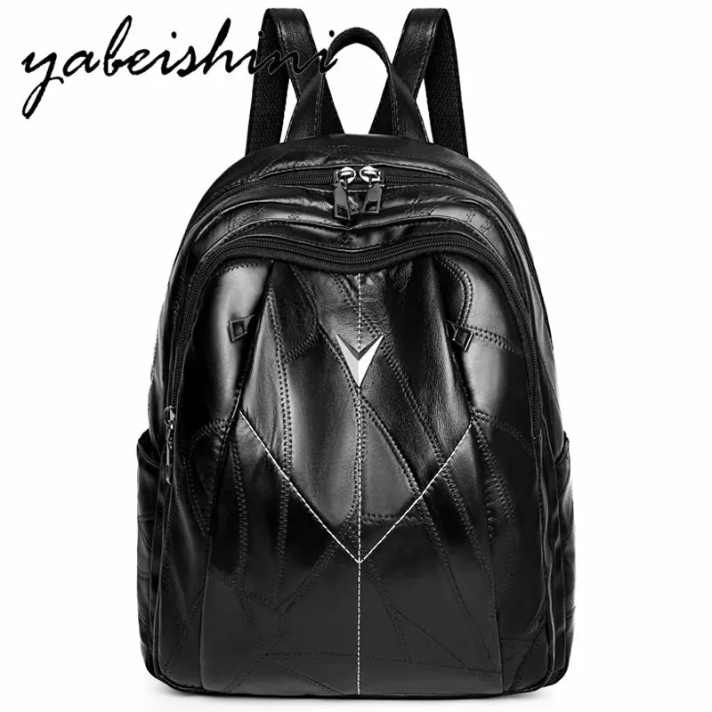 

2019 New 100% Real Sheepskin Backpack Genuine Leather Backpack Women Design Girl school bag mochilas escolares para adolescentes