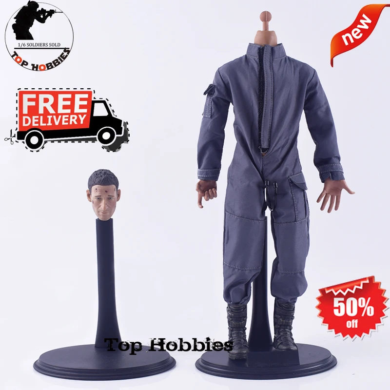 1/6 Sca Male Head Sculpture Carving Royce Battle Grey Coverall Jumpsuit COOMODEL Muscle Body Falcon Combat Boots 12“Figure | Игрушки и