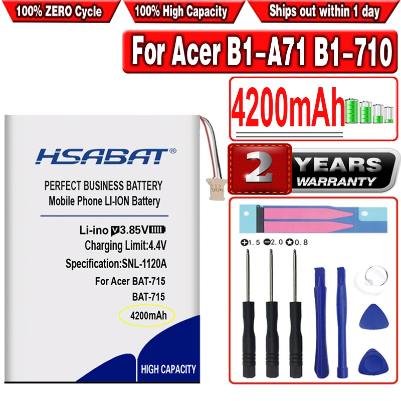 HSABAT 4200mAh BAT-715 Battery for Acer Iconia Tab B1 B1-A71 B1-710