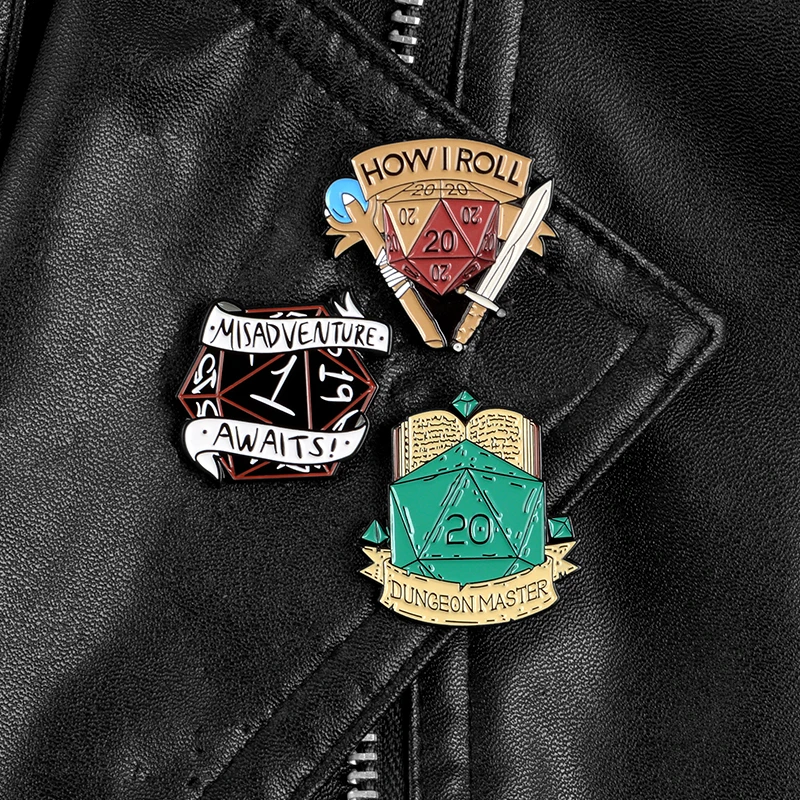 

Dragon & dungeon Dice pin Role playing game Enamel Pin Brooch Backpack hat Jackets Lapel pin badge Jewelry Gift for Game lovers