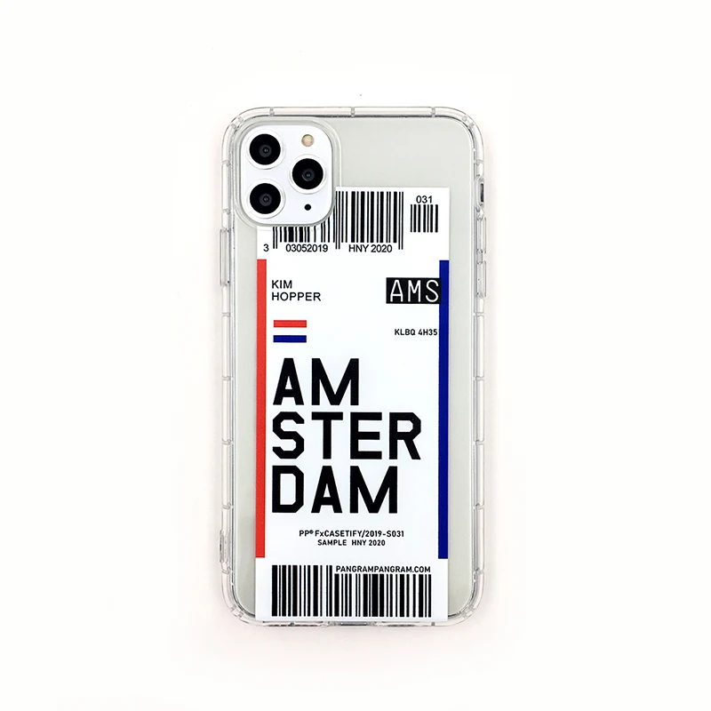 Amsterdam Модный чехол для телефона с воздушными билетами для iPhone 11 Pro Max 7 8 Plus X XS XR XSMax 6 6s самолет Дубай Рим Нью-Йорк Гонконг - Цвет: Amsterdam
