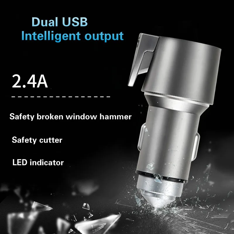 New Universal Fast Charger 3 in 1 USB Car Seat Belt Cutter Emergency Hammer Spring Loaded Glass Breaker Razor FOR Sharp | Мобильные