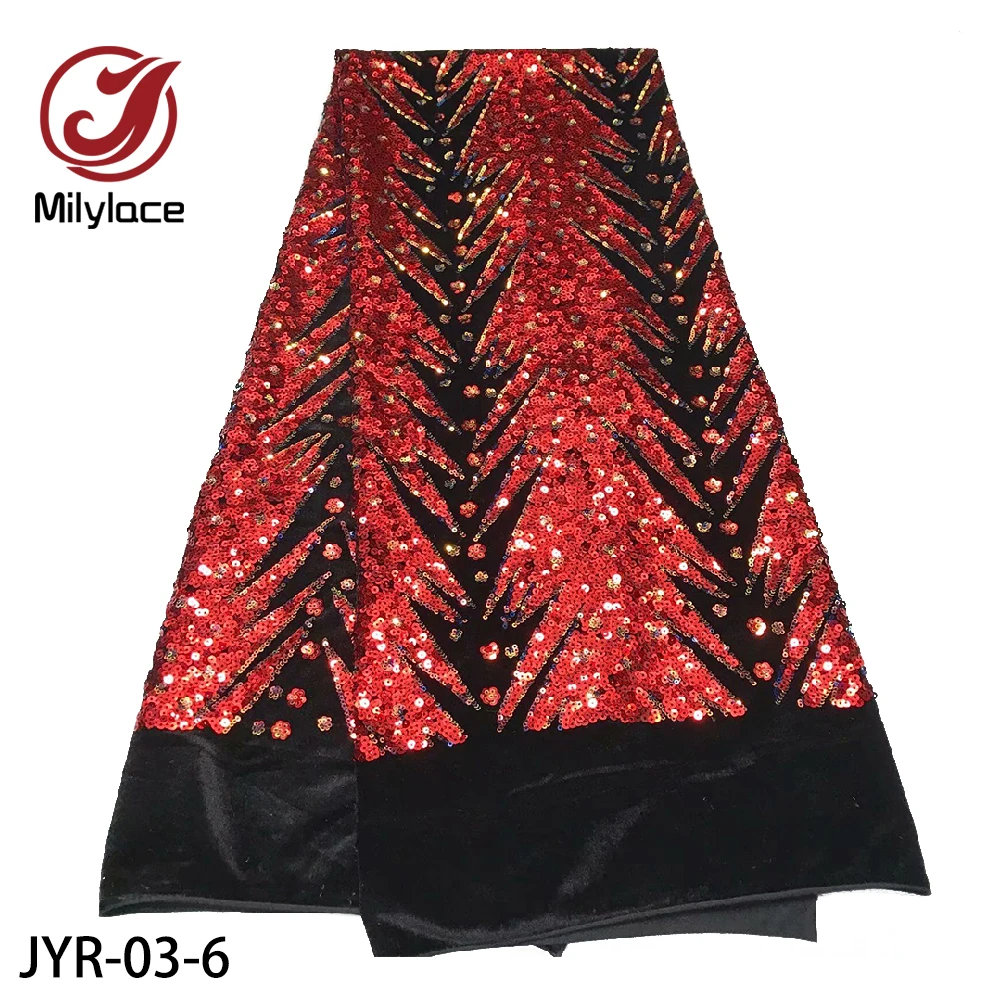 Рождественский дизайн африканская Бархатная ткань с блестящими красными блестками Высококачественная Бархатная Ткань 5 ярдов для вечерних платьев JYR-03