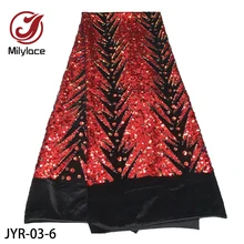 Рождественский дизайн африканская Бархатная ткань с блестящими красными блестками Высококачественная Бархатная Ткань 5 ярдов для вечерних платьев JYR-03
