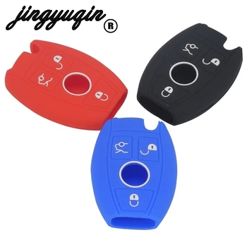 

jingyuqin 30pcs Silicone Car Key Case Cover Holder For Mercedes -Benz W203 W210 W211 AMG W204 CLA SLK SMART A C E S CLASS 3BTN