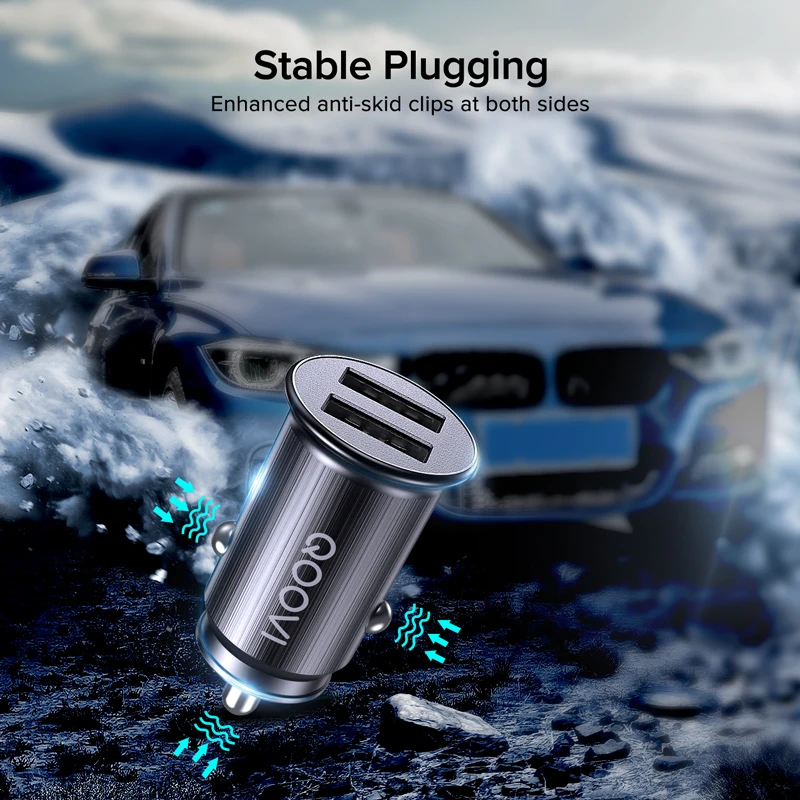 Mini Car Charger 2.4A Dual USB Fast Charging Universal Mobile Phone in Car Charge Tablet GPS For iPhone 11 Xiaomi Samsung Huawei
