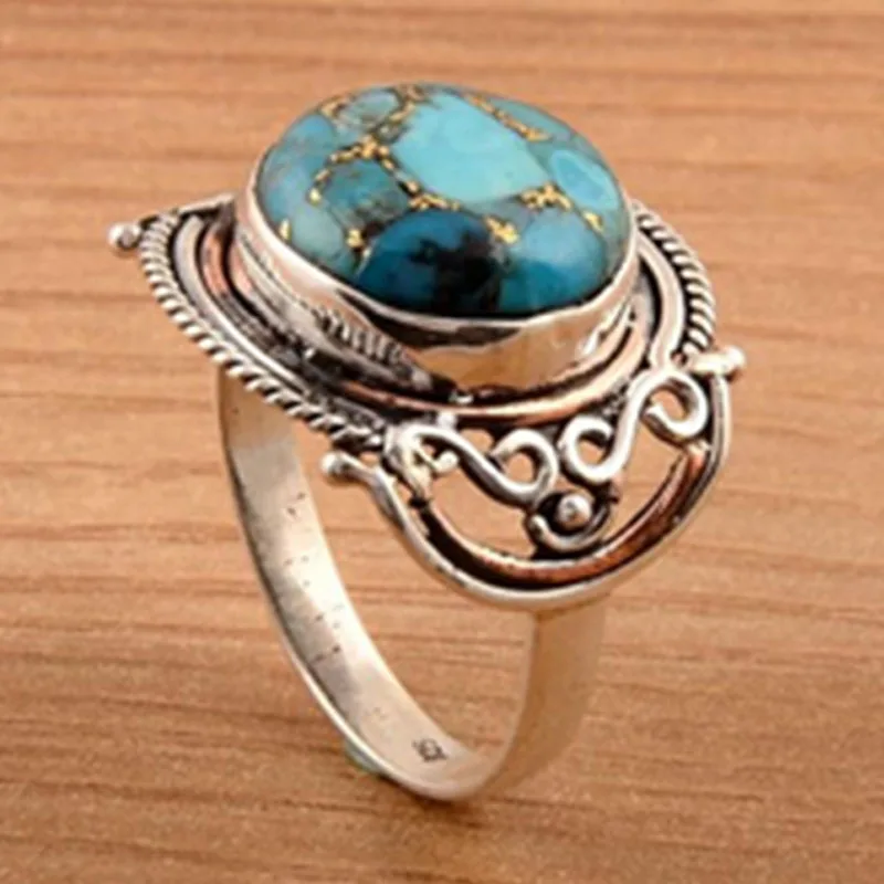 Винтажное этническое кольцо унисекс под старину с искусственным камнем