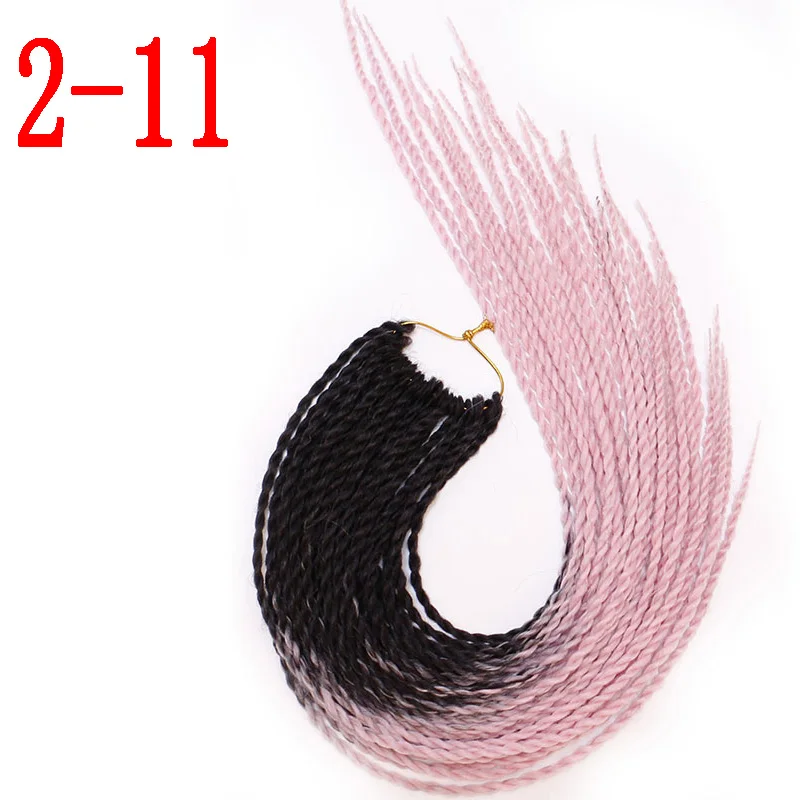 2-11 MERISIHAIR Ombre Сенегальские крученые волосы на крючках косички 24 дюйма 30 корней/упаковка синтетические косички волосы для женщин серый, синий, розовый, бро - Цвет: 2-11