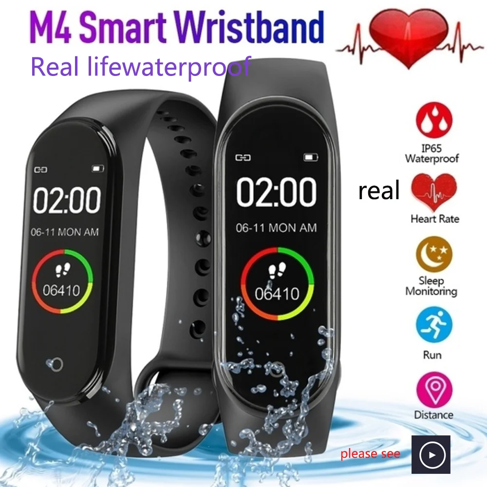 

REAL Heart Rate Smart Wristband Smart Activity Tracker M4 Smart Bracelet Smart Band 4 Fitness Tracker Smart Watch for Men Women