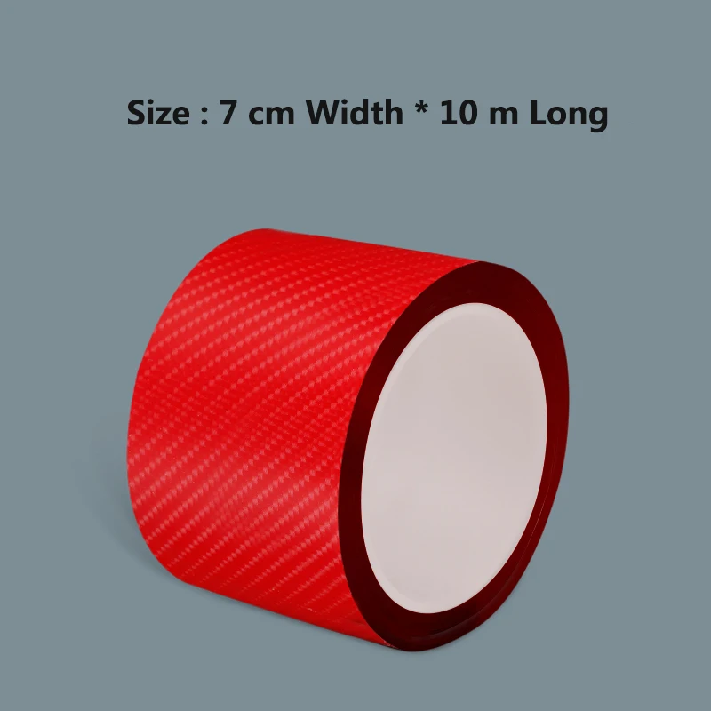 70mm x 10M red 7 см углеродное волокно автомобильные наклейки защитная полоса авто бампер порог против царапин лента столкновения потертости DIY паста защитная пленка - Название цвета: 70mm x 10M red