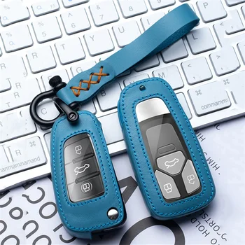 

Leather Car Styling Key Case keychain For Audi A1 A3 A4 A5 Q7 A6 C5 C6 B9 Q5 TT TTS 8S 2016 2017 Auto Holder Shell Accessories