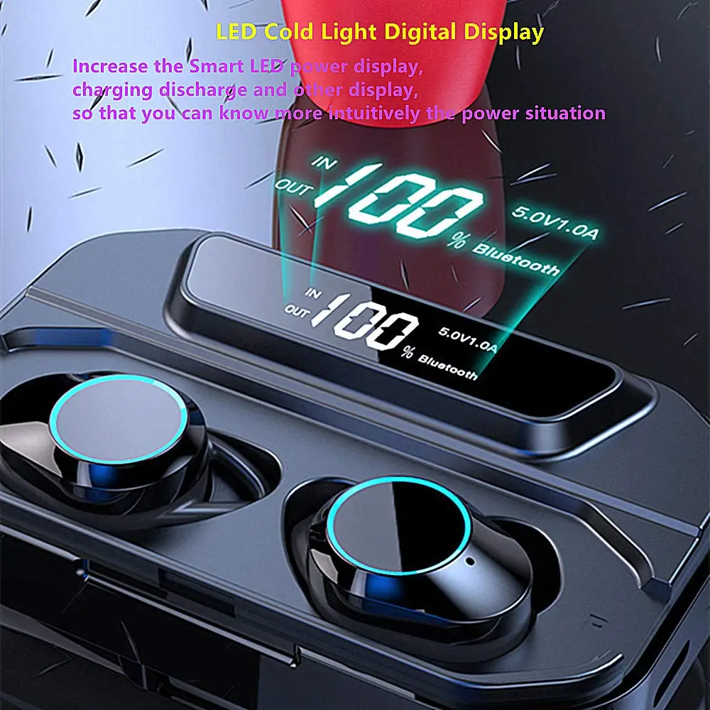 Jinreach G02 TWS 5,0 стерео 9D Bluetooth наушники IPX7 водонепроницаемый беспроводной светодиодный Спорт бас стерео наушники зарядка коробка для шпилек чехол