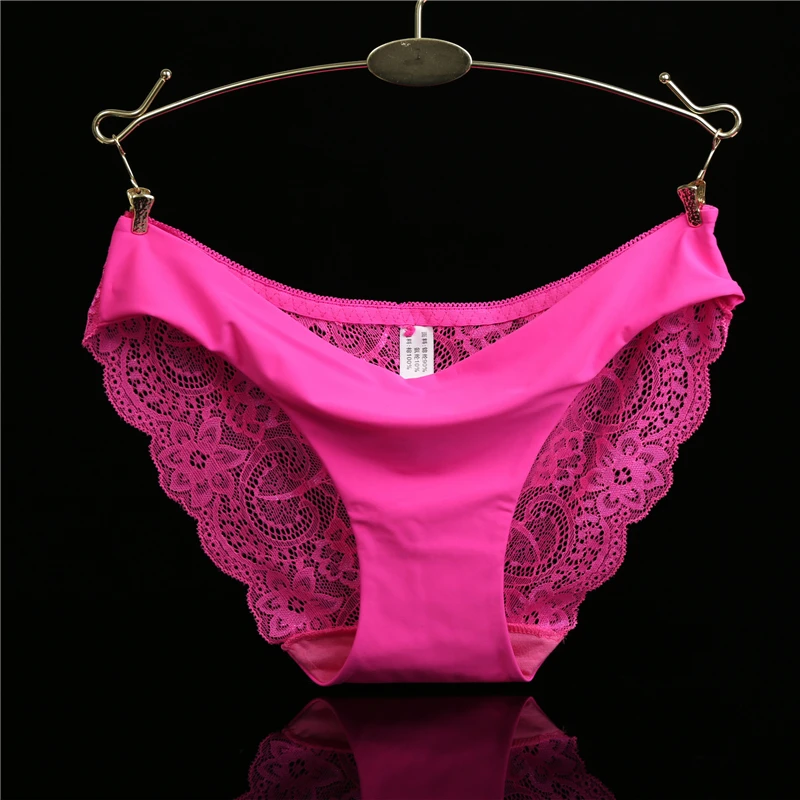 Sexy Women's Panties Seamless Lingerie Transparent Lace Bikini Briefs Plus size Lady Girl Underwear Cotton Fabric Intimates Top