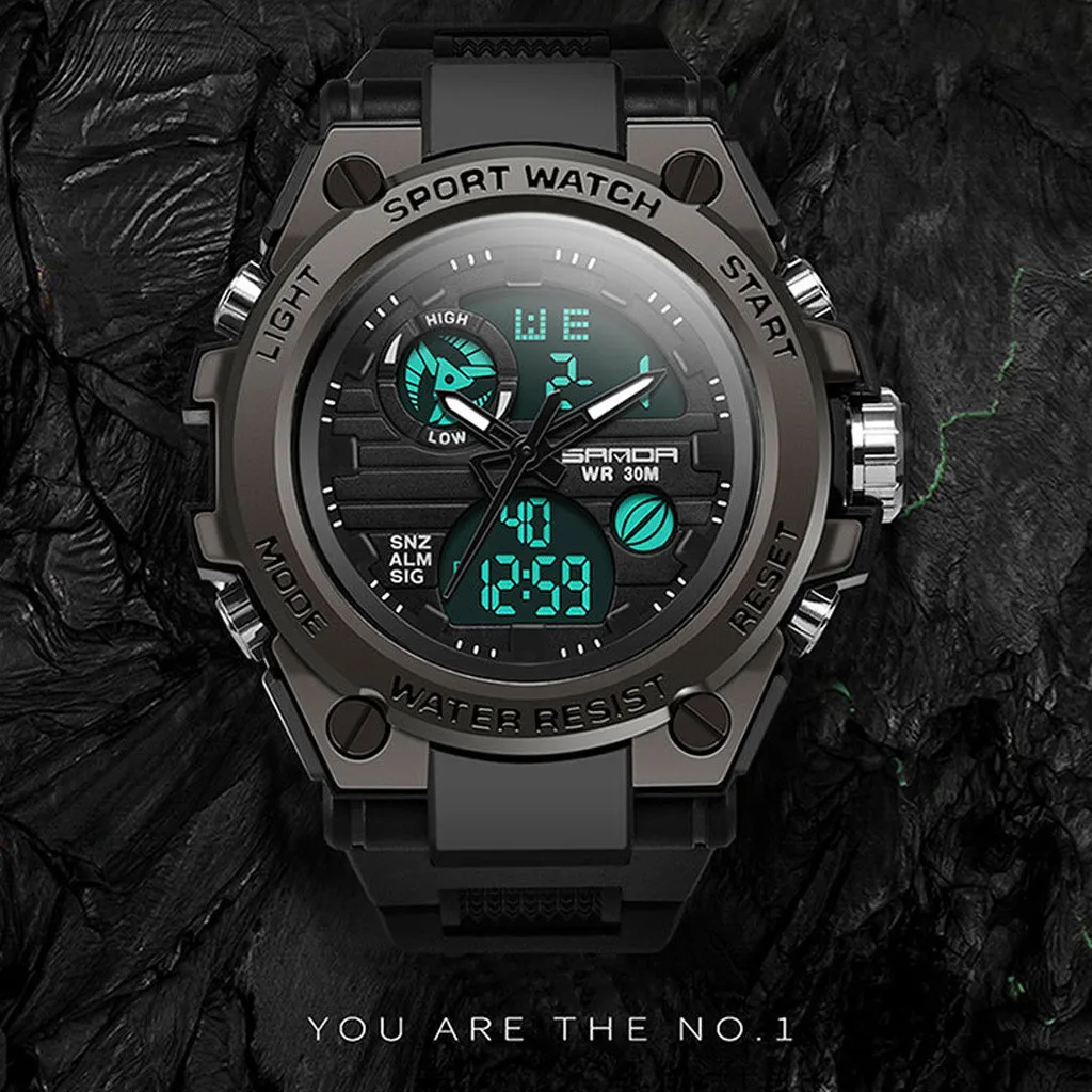 

Watch Waterproof Night Light Outdoor Sports Dual Display Electronic for Man The Masculinity And Sport Look Watch