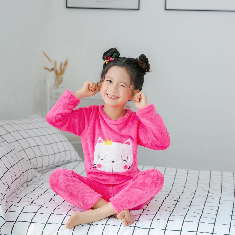 Зимняя Детская Пижама фланелевая одежда для сна пижамы для мальчиков и девочек детские пижамы из кораллового флиса Одежда для детей от 3 до 13 лет одежда для сна/Домашняя одежда R - Цвет: color at picture