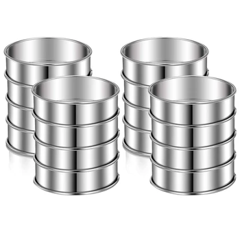 

Botique-Stainless Steel Double Rolled Tart Rings,Rolled Rings Muffin Rings English Tart Ring Pie Circle Tarlet Ring 16Pcs