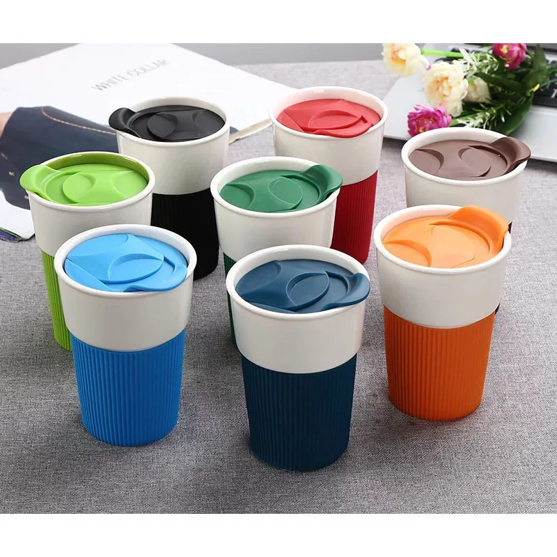 

3-piece Large Capacity Silicone Ceramic Cup Creative Simple Coffee Cup With Straw High Temperature Resistance