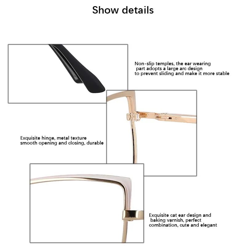 blue filter glasses 53101 Cat Eye Anti Blue Metal Brand Glasses Frames Women Optical Fashion Computer Eyeglasses blue blocker sunglasses