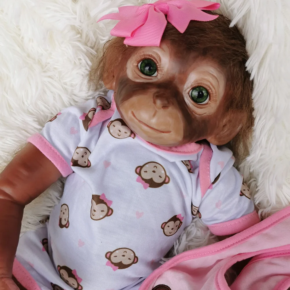 

Novelty monkey baby silicone doll lifelike detailed paint collectible bebe Apes doll gift Boneca macaco realista