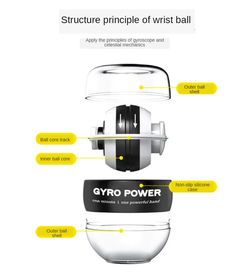 LED פאוורבול Gyroscopic כוח יד כדור עצמי-החל ג 'יירו כדור Gyroball זרוע יד שרירים כוח מאמן תרגיל Strengthener
