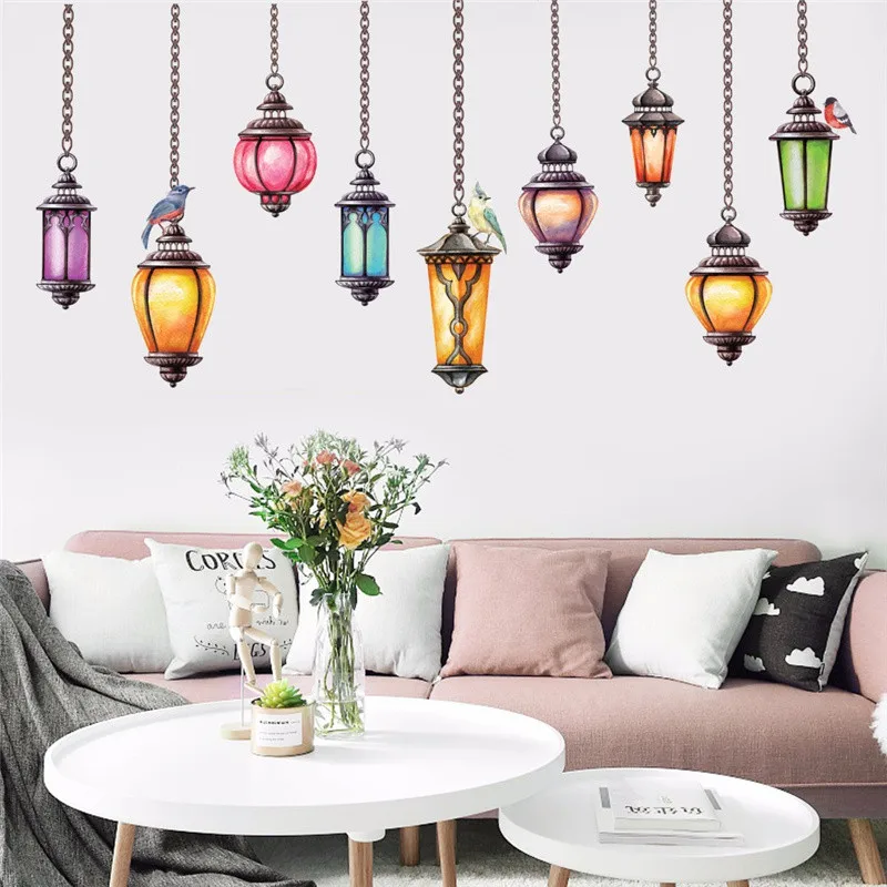 

1PC Large Exotic Chandeliers Removable Wall Sticker PVC For Living Room Background Room Decoration Stickers Muraux 60*90CM
