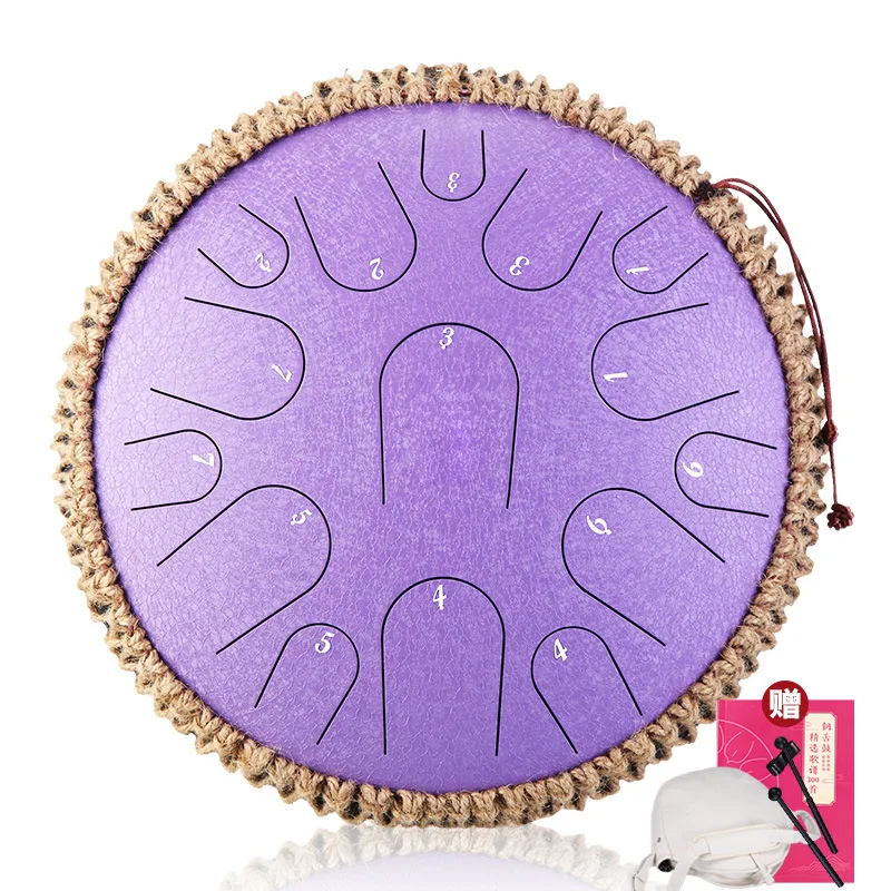 Hluru B Titanium steel tongue drum empty percussion tambourine Zen Musical instrument Profession 15 notes 13inch D tones handpan