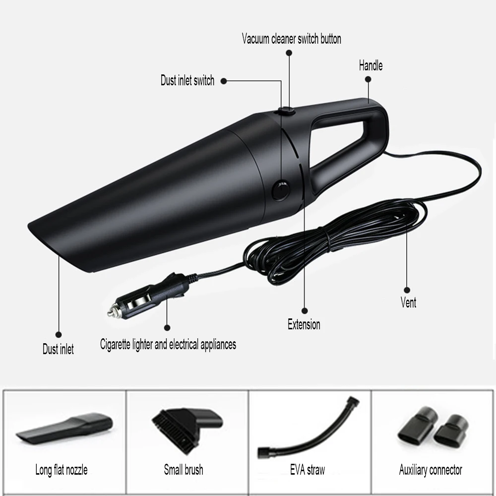 

Car Vacuum Cleaner Handheld Mini 120w For Car Wet And Dry Dual Use High Super Suction Handheld Cordless car Plug Portable Home