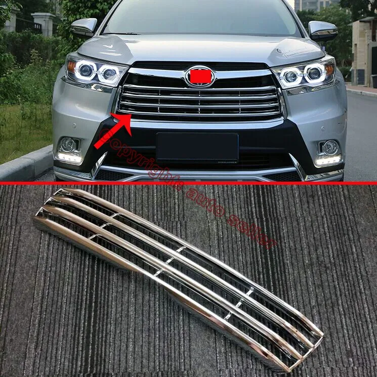 

ABS Chrome Front Grille Cover Trim For Toyota Highlander 2014-2017 Car Accessories Stickers