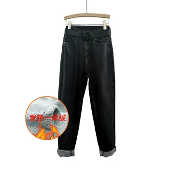

Fp6612 2019 new autumn winter women fashion casual Denim Pants thickening cotton high waist jeans womens