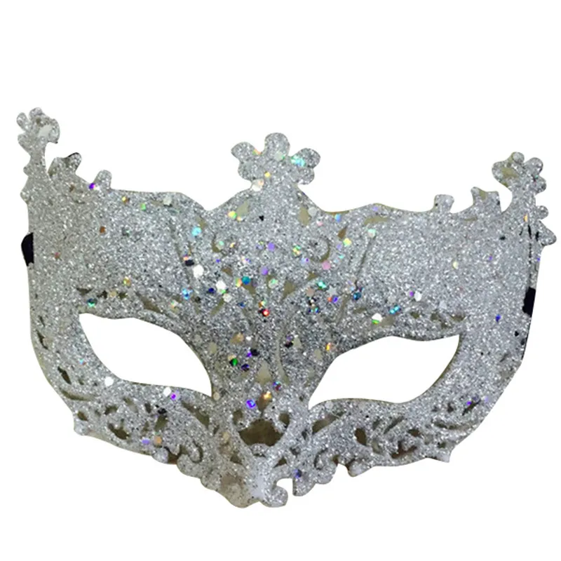 Половина лица лиса блесток кружева маска Принцесса Венеция маска на Хеллоуин и Рождество вечерние мяч многофункциональная маска маскарад представление - Цвет: Серебристый