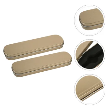 

2Pcs Pen Case Tinplate Premium Creative Durable Portable Pen Storage Box Stationery Case Pencil Container for Student Teacher