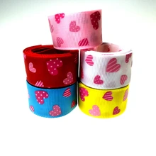 HL 5 yards 25mm width printed heart grosgrain ribbon wedding party decoration DIY crafts for making hair bows A902