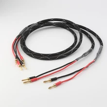 

Pair Hifi OFC+Silver Plated Speaker Cable Pure Copper Banana Plug Connector Audio Line Amplifier CD DVD Player Loudspeaker Cable