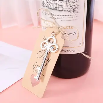 

50x Vintage Key Bottle Opener with Tag Card Bag Wedding Party Favors Souvenirs