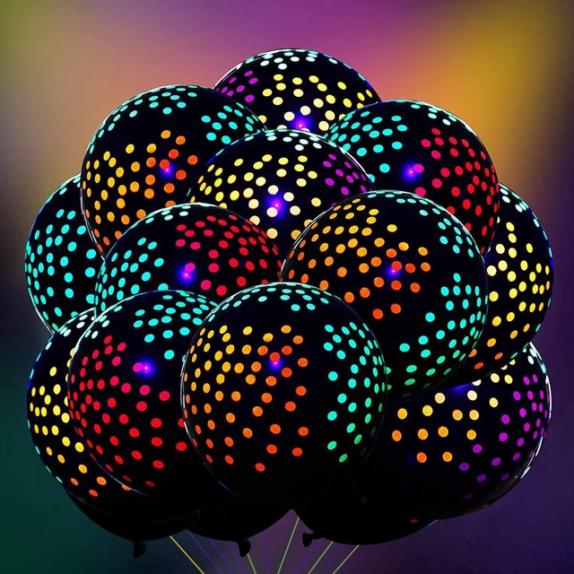 100pcs 12in Neon Glow Balloons fluorescente Dot stelle colorate palloncini  luminosi palloncini in lattice bianco nero/rosa forniture per feste -  AliExpress
