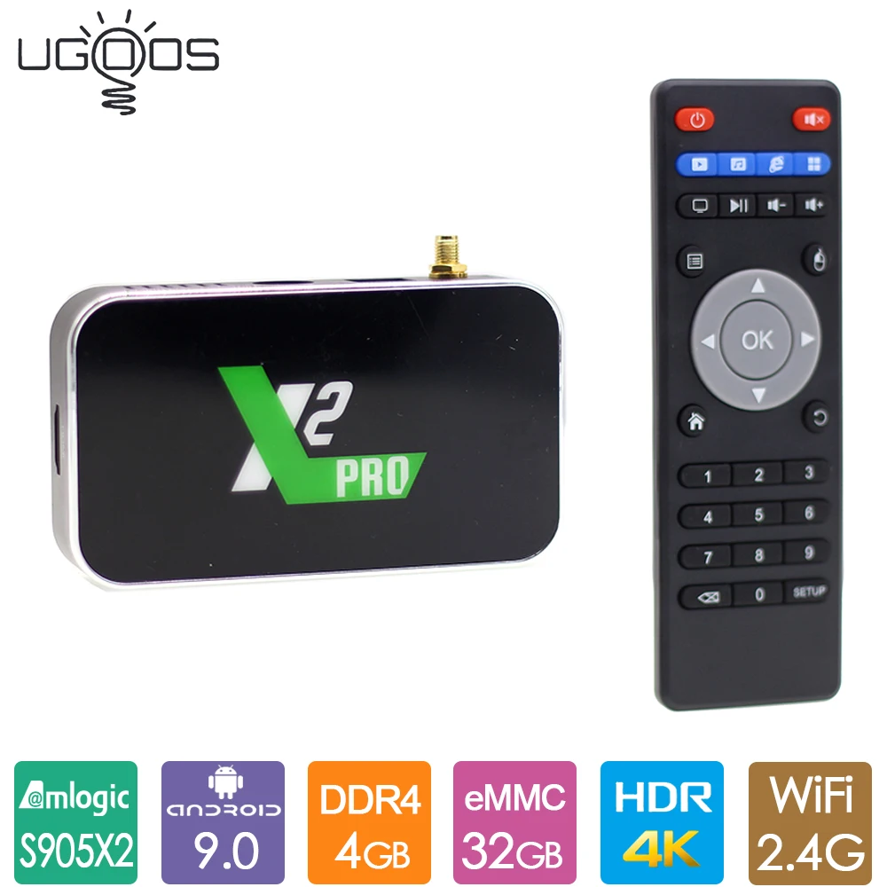 Ugoos ТВ приставка X2 Pro X2Cube Amlogic S905X2 Android 9,0 2G/16G DDR4 4G/32G приставка 2,4G/5G WiFi 1000M 4K HD Smart медиаплеер