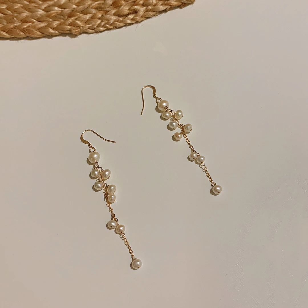 Лилии ювелирные Для женщин серьга Boho натуральный жемчуг 925 пробы серебро длинные